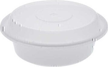 Contenant rond en plastique recyclable et réutilisable avec couvercle #EC450552000 Contenant rond en plastique recyclable et réutilisable avec couvercle #EC450552000