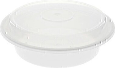 Contenant rond en plastique recyclable et réutilisable avec couvercle #EC450552100 Contenant rond en plastique recyclable et réutilisable avec couvercle #EC450552100