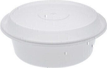 Contenant rond en plastique recyclable et réutilisable avec couvercle #EC450552200 Contenant rond en plastique recyclable et réutilisable avec couvercle #EC450552200