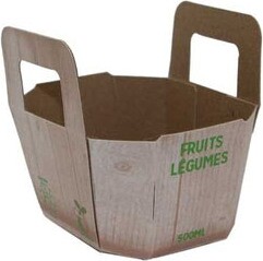 Panier pour fruits et légumes en carton avec poignées intégrées #EC670004900 Panier pour fruits et légumes en carton avec poignées intégrées #EC670004900