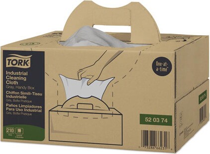 Tork 520374 Grey Industrial Cleaning Cloths in Pop-Up Box #SC520374000