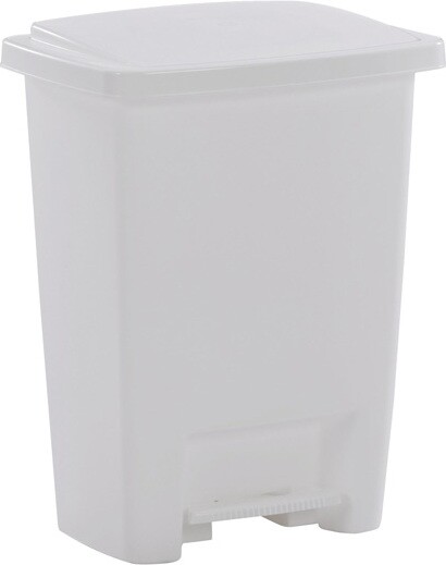 White Plastic Step-On Trash Can, 8 gallons #AL284187BLA