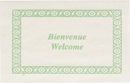 Paper "Bienvenue / Welcome" Printed Placemats #EC753020000 Paper "Bienvenue / Welcome" Printed Placemats #EC753020000