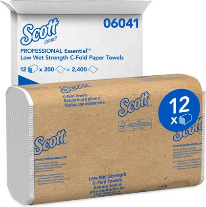 06041 SCOTT C-Fold White Hand Towel, 12 x 200 Sheets #KC006041000