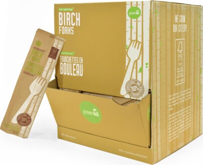 Birch Wood Cutlery Kit with Dispenser #JH222050000