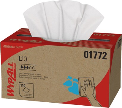Wypall L10 Chiffons pour travaux léger en boîte pop-up blanc #KC001772000