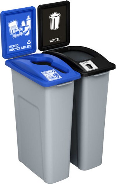 WASTE WATCHER Mixed Recycling Station with Panel 46 Gal #BU202776000 WASTE WATCHER Mixed Recycling Station with Panel 46 Gal #BU202776000
