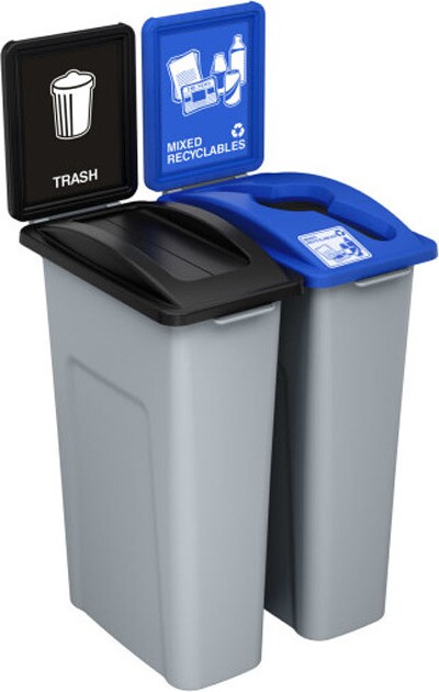 WASTE WATCHER Mixed Recycling Station with Panel 46 Gal #BU202847000 WASTE WATCHER Mixed Recycling Station with Panel 46 Gal #BU202847000