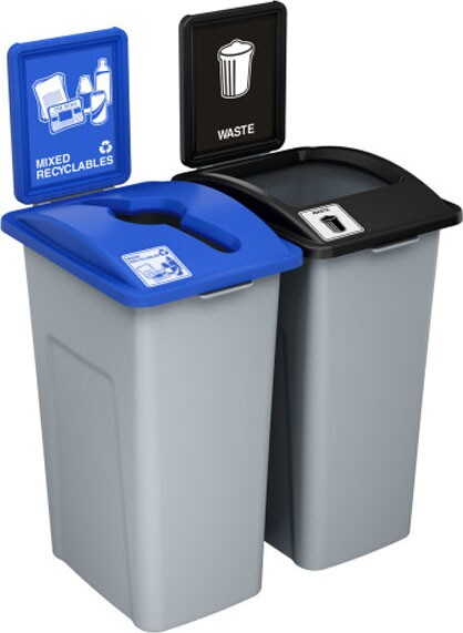 WASTE WATCHER Mixed Recycling Station with Panel 65 gal #BU203144000 WASTE WATCHER Mixed Recycling Station with Panel 65 gal #BU203144000