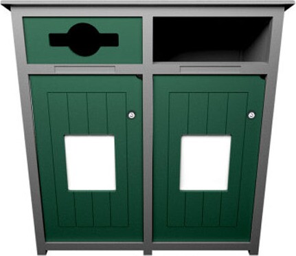 AURA Outdoor Double Recycling Station 64 Gal #BU149764000