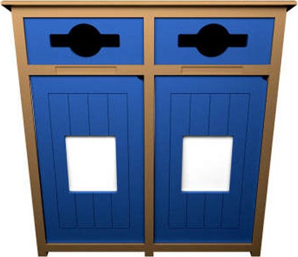 AURA Station de recyclage mixte double avec panneau 64 gal #BU105330000
