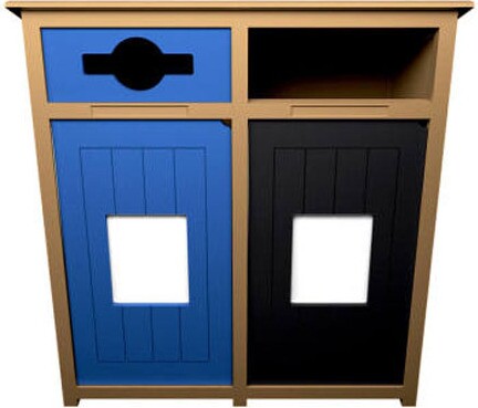AURA Station de recyclage mixte double avec panneau 64 gal #BU105331000 AURA Station de recyclage mixte double avec panneau 64 gal #BU105331000