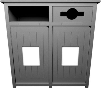 AURA Station double pour le recyclage mixte grise 64 gal #BU211824000 AURA Station double pour le recyclage mixte grise 64 gal #BU211824000