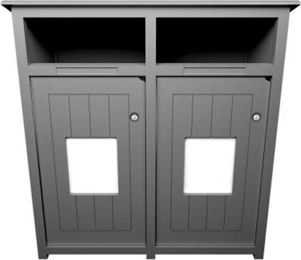 AURA Station de recyclage mixte double verrouillable grise 64 gal #BU176503000