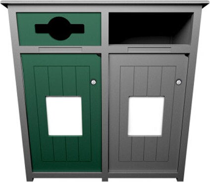 AURA Double Mixed Recycling Station with Lock 64 Gal #BU196471000 AURA Double Mixed Recycling Station with Lock 64 Gal #BU196471000