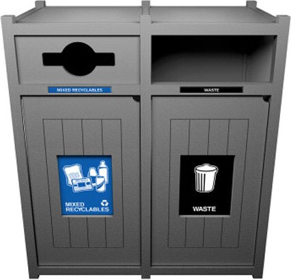 VISION Grey Mixed Recycling Station with Panel 64 Gal #BU111863000 VISION Grey Mixed Recycling Station with Panel 64 Gal #BU111863000