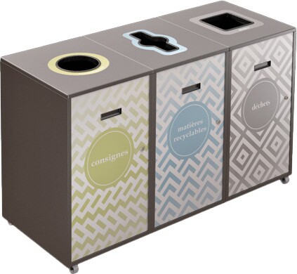 LOUNGE Station de recyclage 3 voies 120L #NILO1203GRI LOUNGE Station de recyclage 3 voies 120L #NILO1203GRI