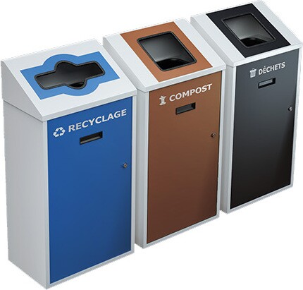TRANSIT 3-Stream Wall Mounted Recycling Station 58L #NITR5803BLA TRANSIT 3-Stream Wall Mounted Recycling Station 58L #NITR5803BLA