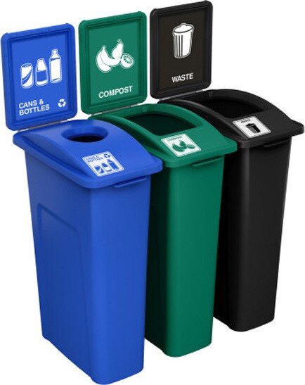 WASTE WATCHER Station with Panel for Waste, Bottles and Compost 69 Gal #BU202821000 WASTE WATCHER Station with Panel for Waste, Bottles and Compost 69 Gal #BU202821000