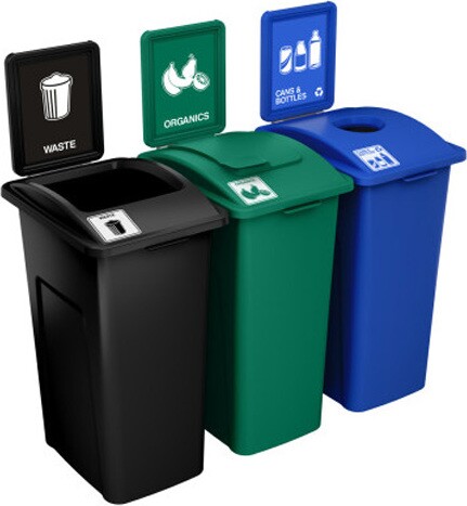 WASTE WATCHER XL Recycling Station with Panel 96 Gal #BU203206000 WASTE WATCHER XL Recycling Station with Panel 96 Gal #BU203206000