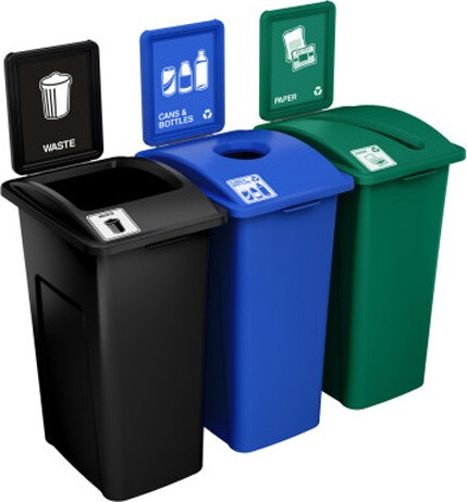 WASTE WATCHER XL Poubelles de recyclage 3 voies 96 gal #BU203211000
