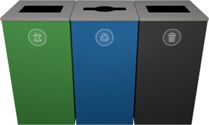 SPECTRUM Poubelles 3 voies pour déchets, recyclage et compost 72 gal #BU140033000 SPECTRUM Poubelles 3 voies pour déchets, recyclage et compost 72 gal #BU140033000