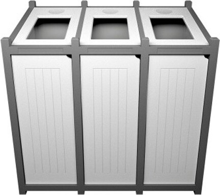 VENTURE White Customizable 3-Stream Recycling Station 69 Gal #BU137243000 VENTURE White Customizable 3-Stream Recycling Station 69 Gal #BU137243000
