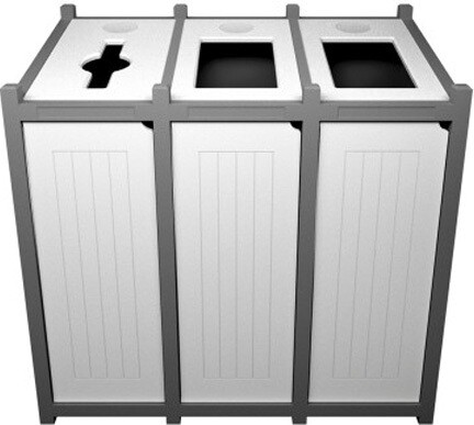 VENTURE White Customizable 3-Stream Recycling Station 69 Gal #BU193857000 VENTURE White Customizable 3-Stream Recycling Station 69 Gal #BU193857000