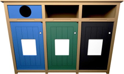 AURA Lockable 3-Stream Recycling Station 96 Gal #BU148028000 AURA Lockable 3-Stream Recycling Station 96 Gal #BU148028000