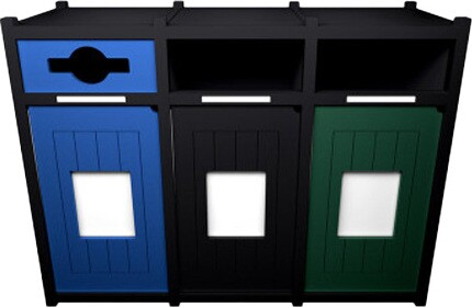 VISION Station de recyclage extérieur 3 voies 96 gal #BU105333000 VISION Station de recyclage extérieur 3 voies 96 gal #BU105333000