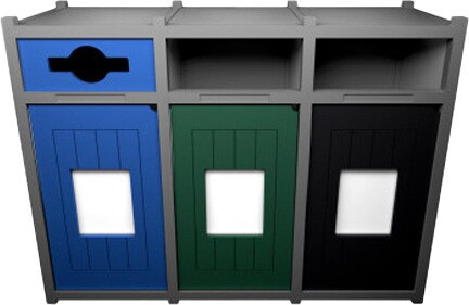 VISION Station de recyclage extérieur 3 voies 96 gal #BU203799000 VISION Station de recyclage extérieur 3 voies 96 gal #BU203799000