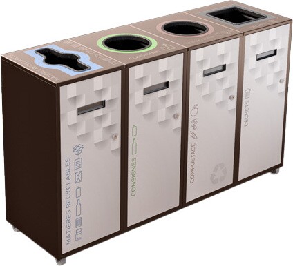 LOUNGE Îlot de récupération 4 voies 120L #NILO12004P8BRU LOUNGE Îlot de récupération 4 voies 120L #NILO12004P8BRU
