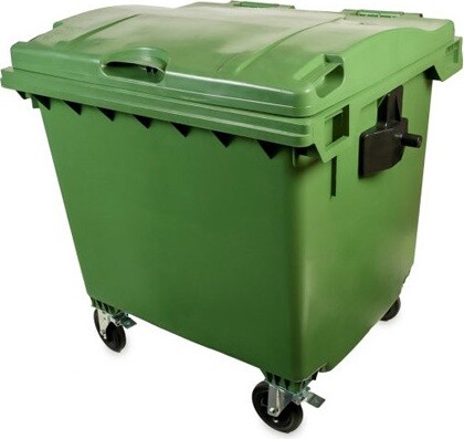 Bac roulant pour la collecte des déchets ou du recyclage 1100L #NI067043VER