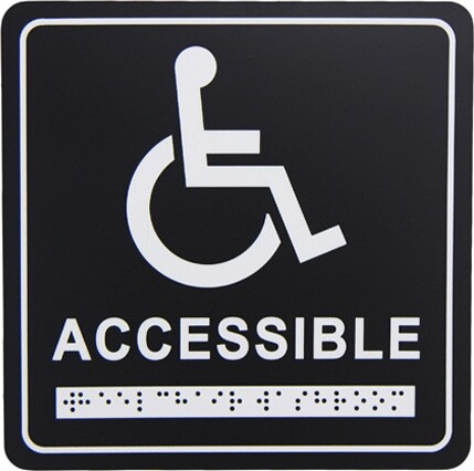 English and Braille Emboss Washroom Pictogram #FR964BLK000 English and Braille Emboss Washroom Pictogram #FR964BLK000