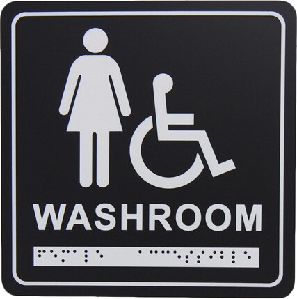 English and Braille Emboss Washroom Pictogram #FR963BLK000 English and Braille Emboss Washroom Pictogram #FR963BLK000
