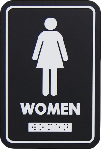 English and Braille Emboss Washroom Pictogram #FR961BLK000 English and Braille Emboss Washroom Pictogram #FR961BLK000