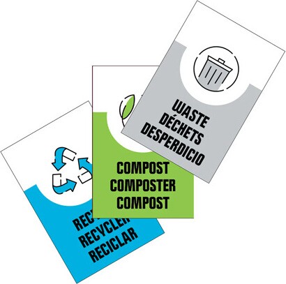 Affiches autocollantes trilingues pour station de recyclage #GL009521000