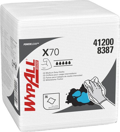 41200 Wypall X70 Chiffons pour travaux moyens pliés en 4 blancs #KC041200000