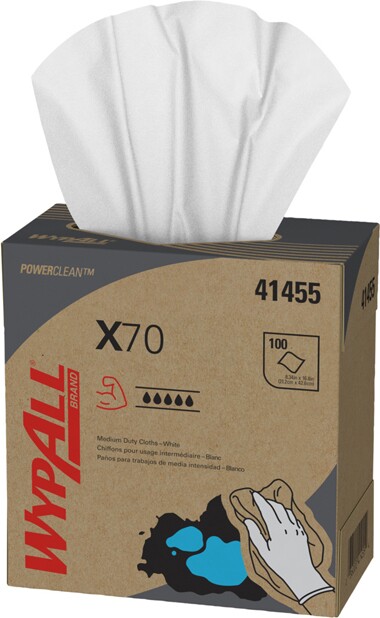 Wypall X70 White Pop-Up Box Medium Duty Cleaning Cloths #KC041455000