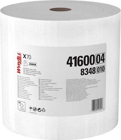 Wypall X70 Chiffons pour travaux moyens en rouleau blanc #KC041600000 Wypall X70 Chiffons pour travaux moyens en rouleau blanc #KC041600000