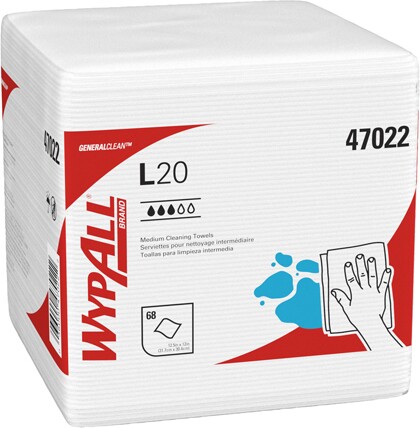 47022 Wypall L20 Chiffons de nettoyage pliés en 4 blancs #KC047022000