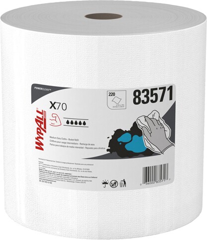 Wypall X70 White Roll Medium Duty Cleaning Cloths #KC083571000 Wypall X70 White Roll Medium Duty Cleaning Cloths #KC083571000