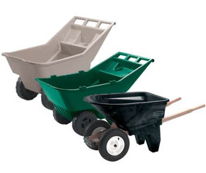 Rubbermaid possède différents types de chariots et brouettes. Les chariots  pour tracteurs sont polyvalents et peuvent porter n'importe quelle charge. Le chariot Big Wheel est conçu pour être résistant et pour pouvoir être utilisé aussi longtemps que possible. Sa version plus robuste est adaptée aux milieux de travail industriels, commerciaux et agricoles. On retrouve aussi les chariots utilitaires à pelouse, qui sont conçus pour déplacer des charges rapidement et facilement.